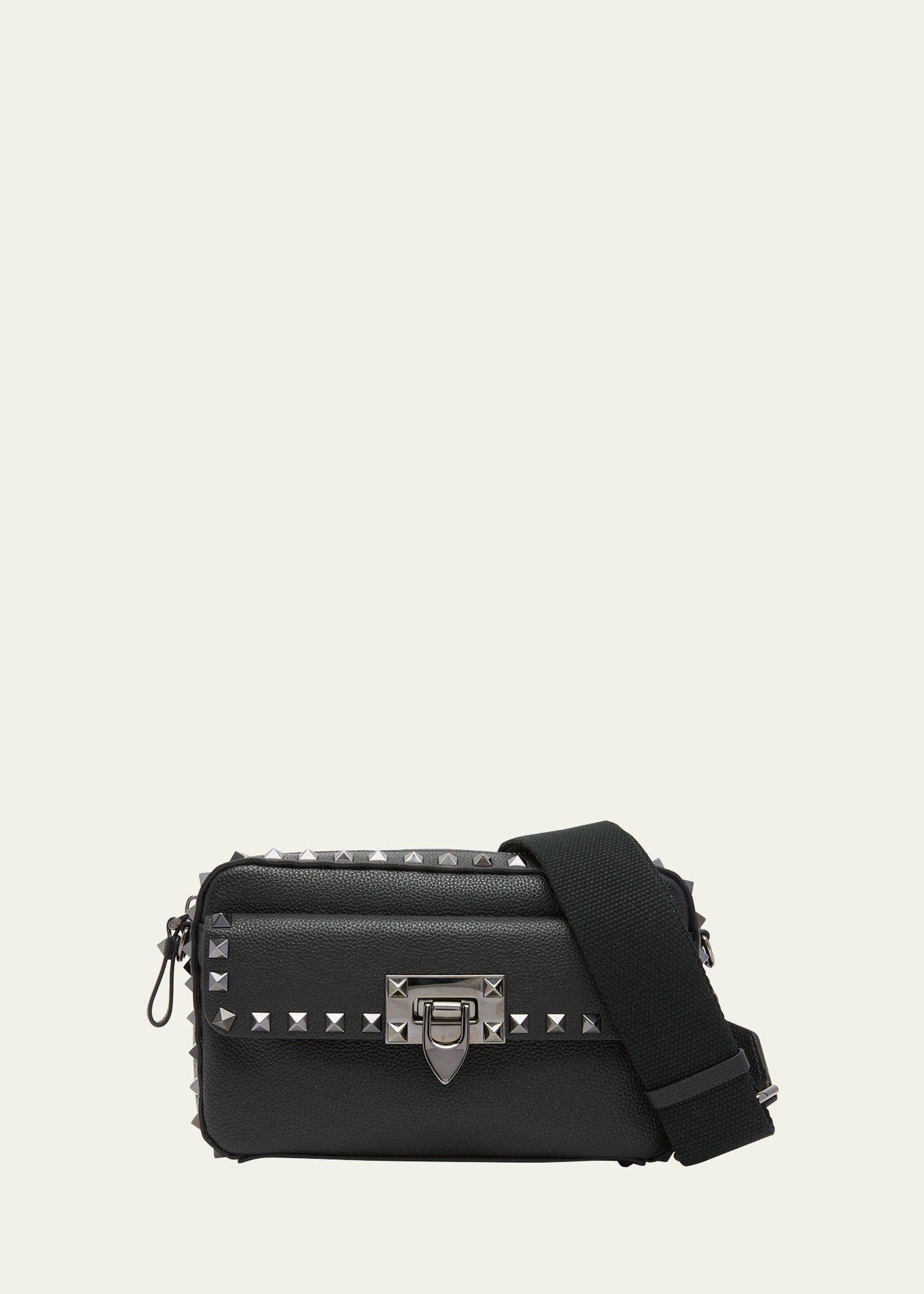 Valentino Small Rockstud Grainy Leather Hobo Bag