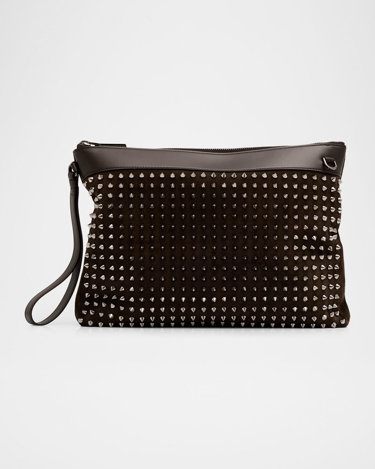 Christian Louboutin Men's Funky Crosta Spikes Suede Wristlet/Shoulder Bag