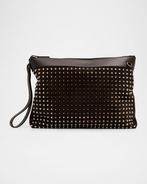 Men's Funky Crosta Spikes Suede Wristlet/Shoulder Bag