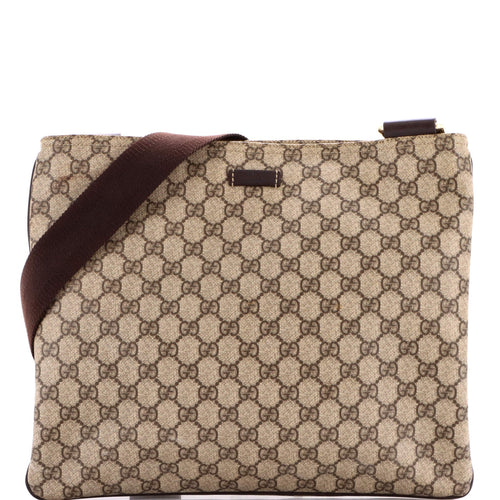 GUCCI Zip Top Messenger Bag GG Coated Canvas Large