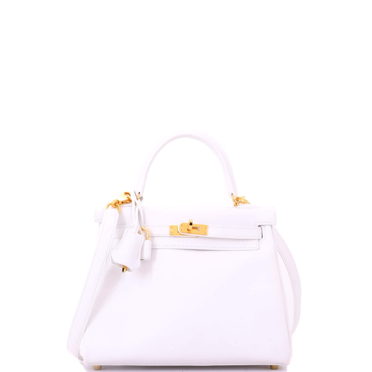 Herm?s Kelly Handbag New White Swift with Gold Hardware 25