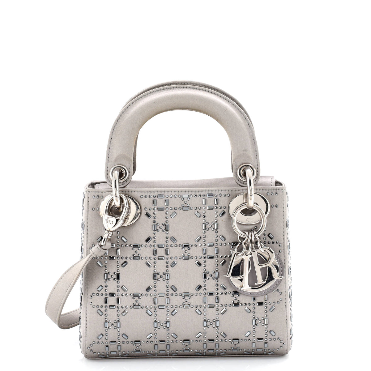 Christian Dior Lady Dior Bag Crystal Embellished Cannage Quilt Satin Mini