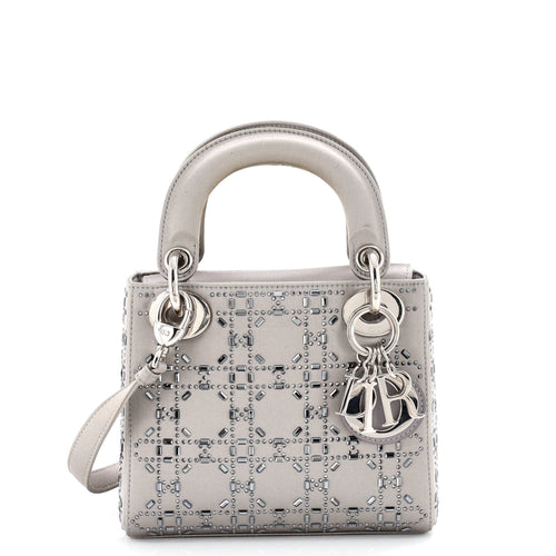 Lady Dior Bag Crystal Embellished Cannage Quilt Satin Mini