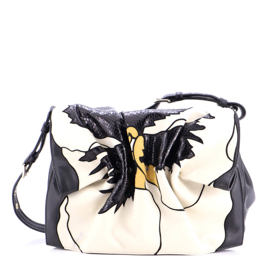 VALENTINO GARAVANI Bloomy Shoulder Bag Patchwork Leather and Snakeskin Medium