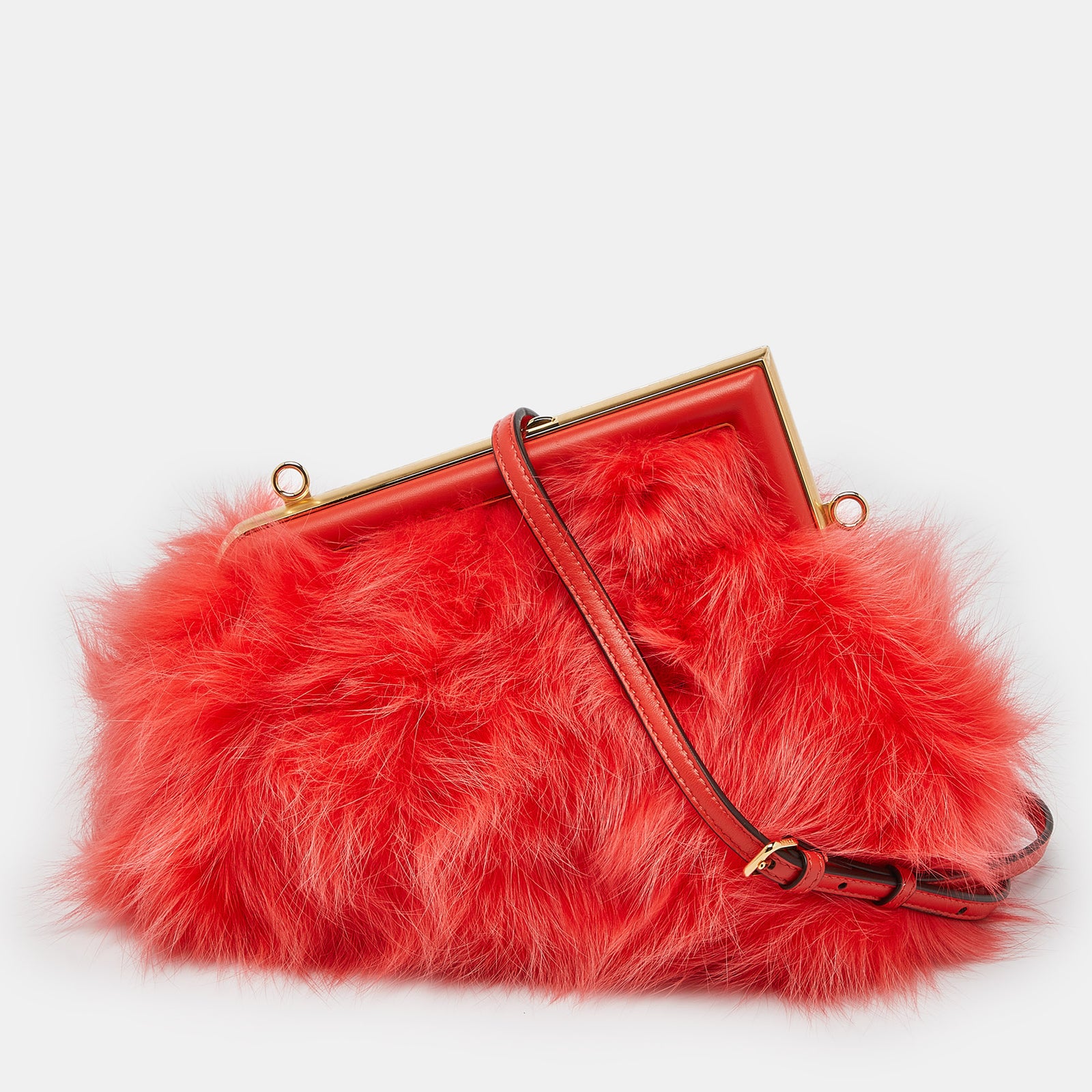 Fendi Red For Fur and Leather Small First Clutch