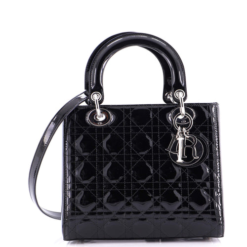 Lady Dior Bag Cannage Quilt Patent Medium