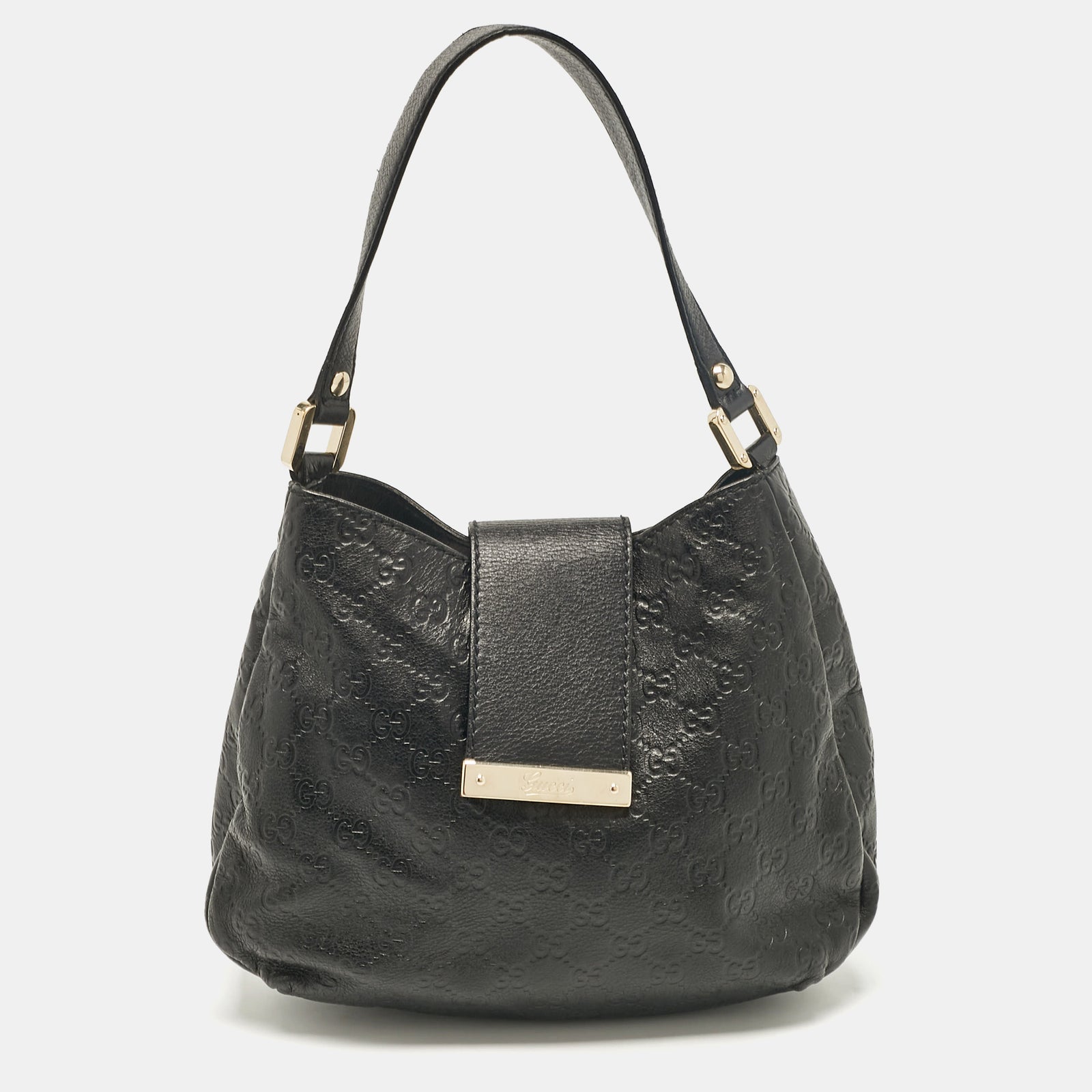 Gucci Schwarze mittelgroße Hobo-Tasche aus Guccissima-Leder für Damen