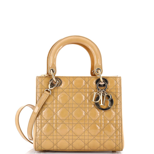 Lady Dior Bag Cannage Quilt Patent Medium