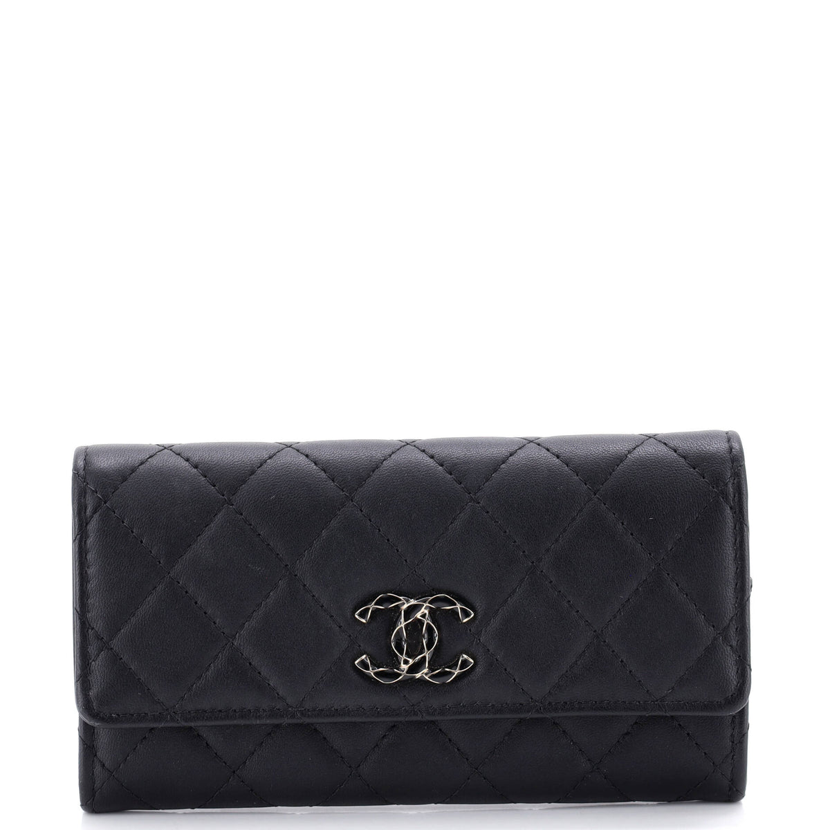 Chanel CHANEL Quilted CC Flap Wallet Quilted Lambskin Long