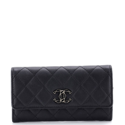 CHANEL Quilted CC Flap Wallet Quilted Lambskin Long