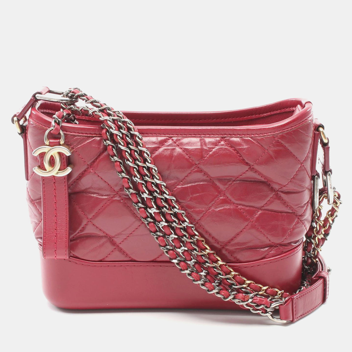 Chanel Red Leather Small Gabrielle Shoulder Bags