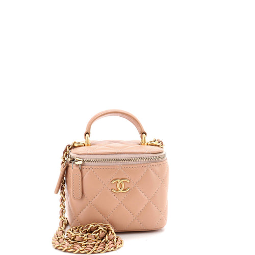 CHANEL Classic Top Handle Vanity Case with Chain Quilted Lambskin Mini
