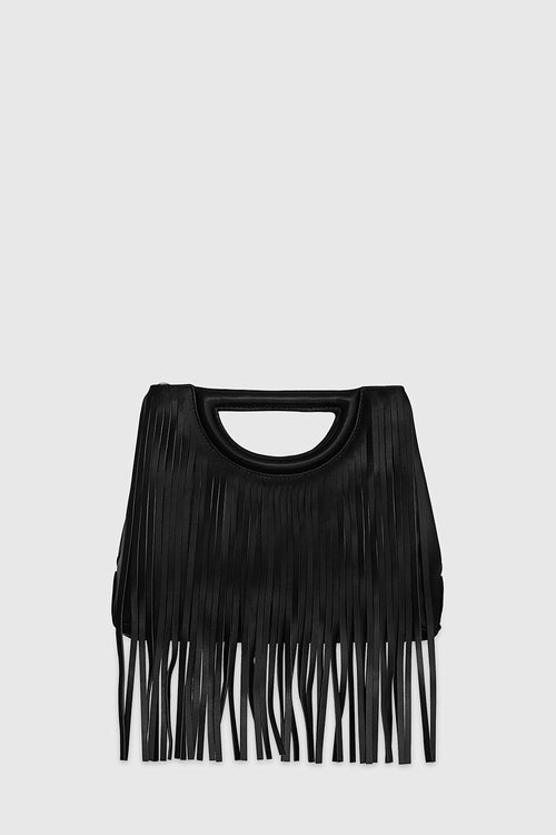Fringe Handheld Crossbody Bag In Black