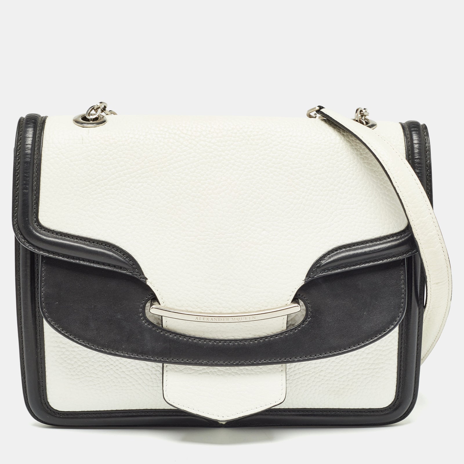 Alexander Mcqueen White/Black Leather Lucite Heroine Shoulder Bag