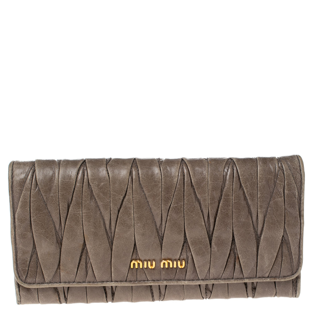 Miu Miu Grey Matelass&eacute; Leather Continental Wallet