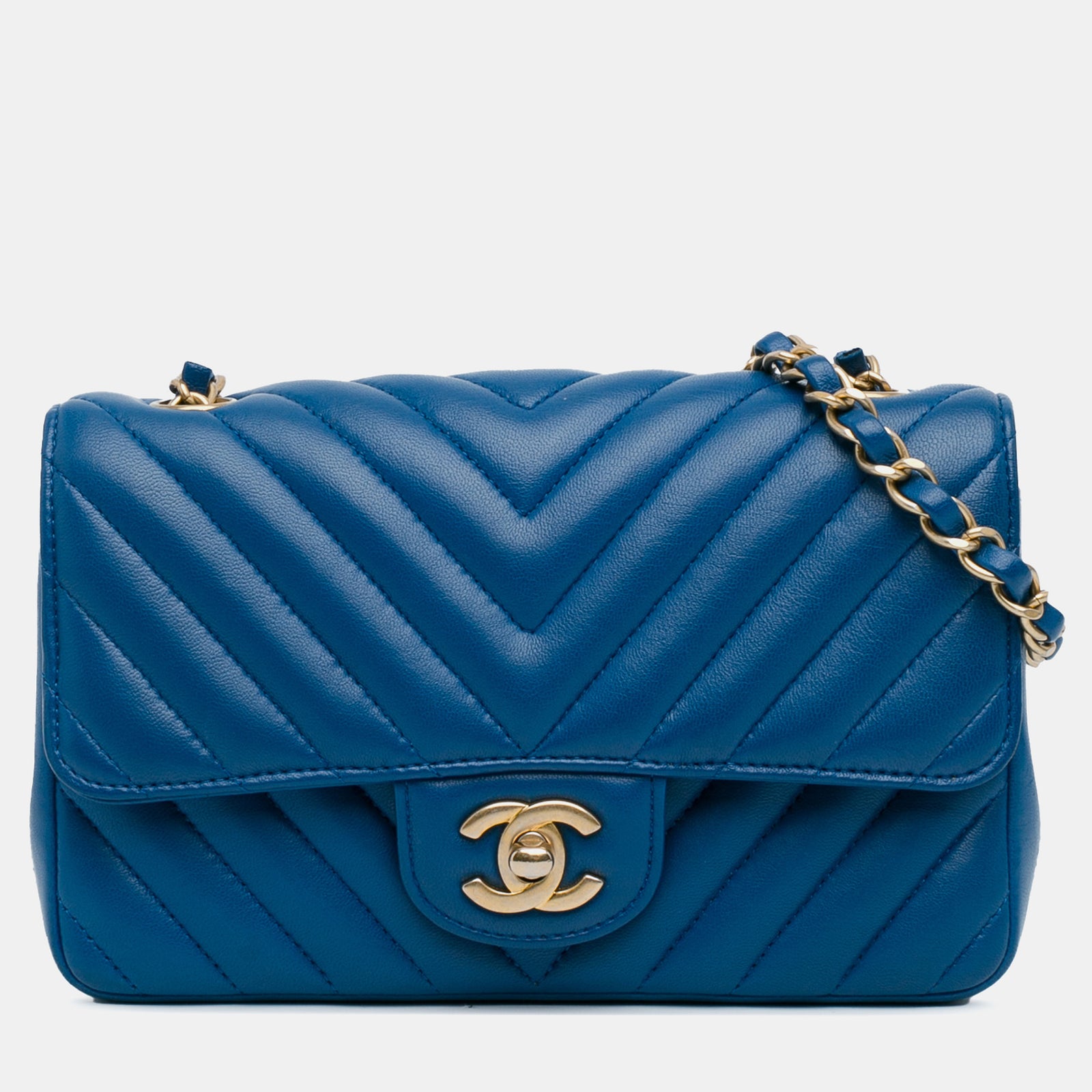 Chanel Kleine rechteckige, klassische Tasche aus Lammleder mit Chevron-Muster und einer Klappe