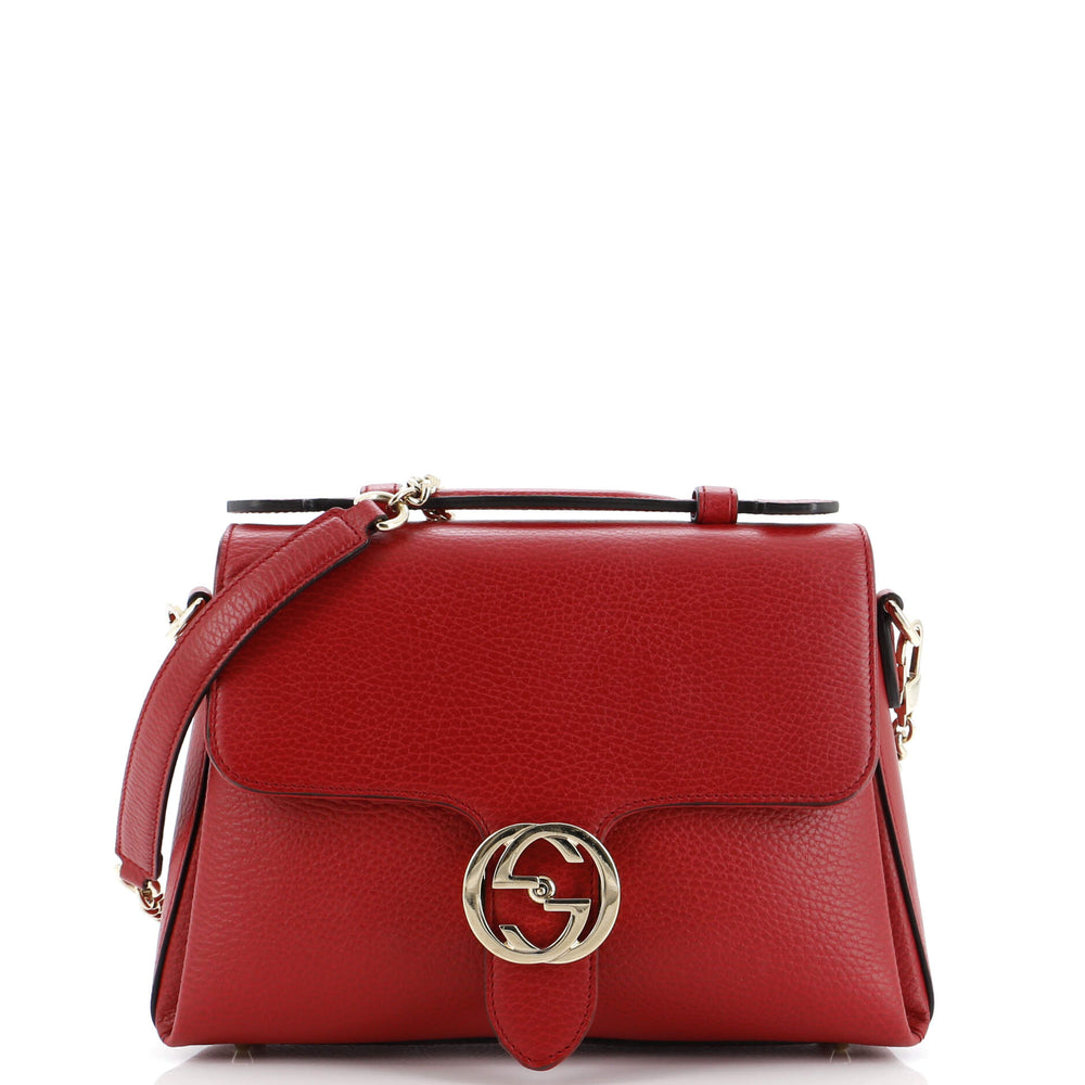 GUCCI Interlocking Top Handle Bag Leather Small