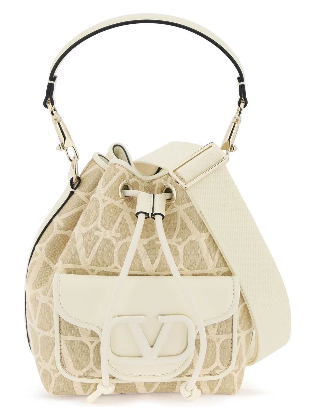 Valentino Garavani Women's LocÃ² Iconographer Toile Bucket Bag in Bianco | 4W2B0M94RRC