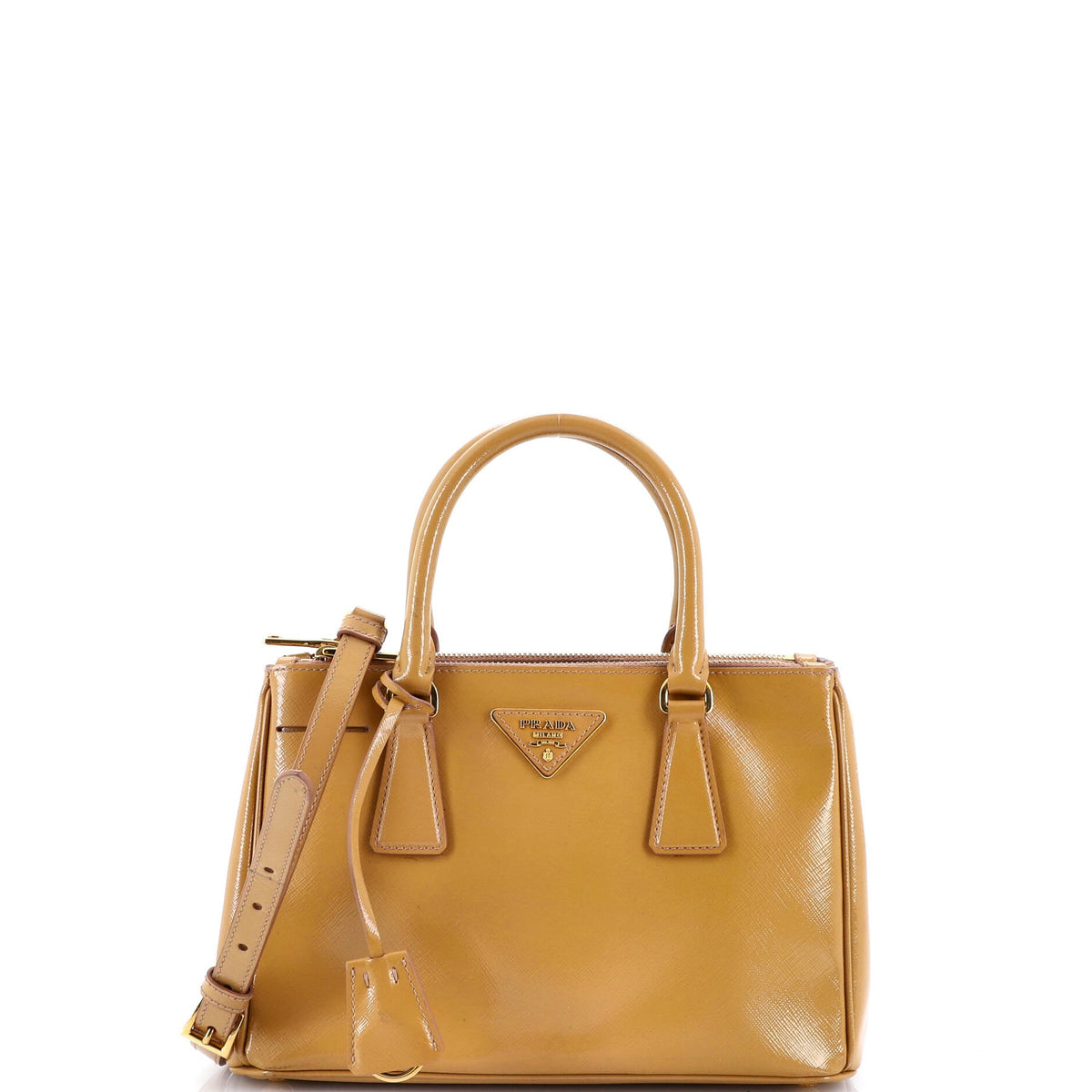 Prada PRADA Double Zip Lux Tote Vernice Saffiano Leather Small