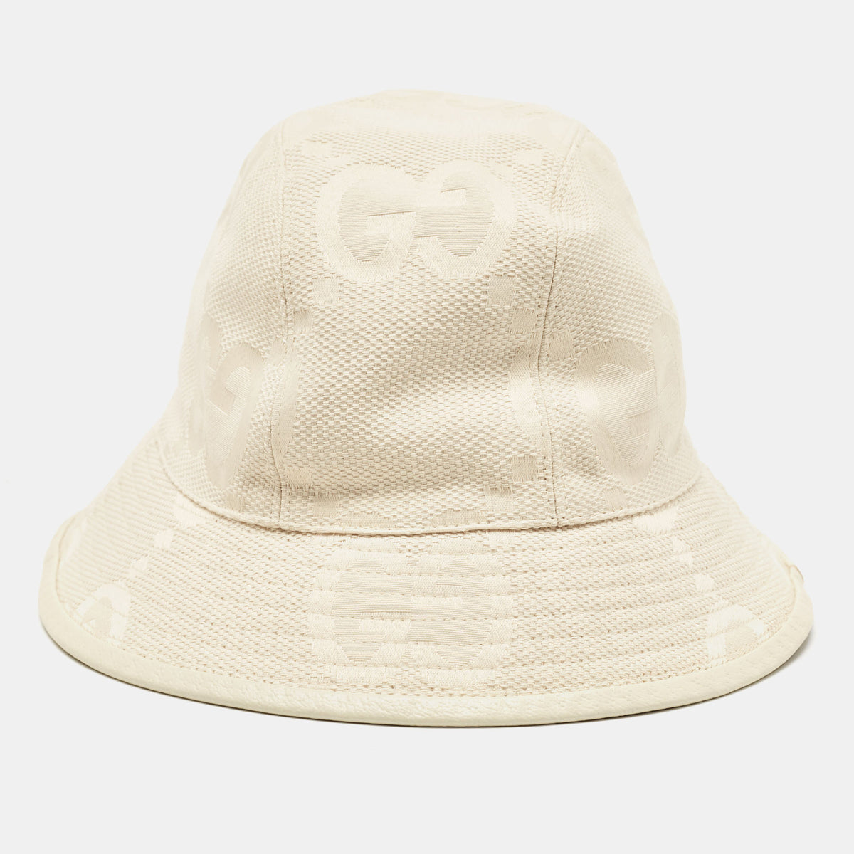 Gucci Cream GG Canvas Narrow Brim Bucket Hat S