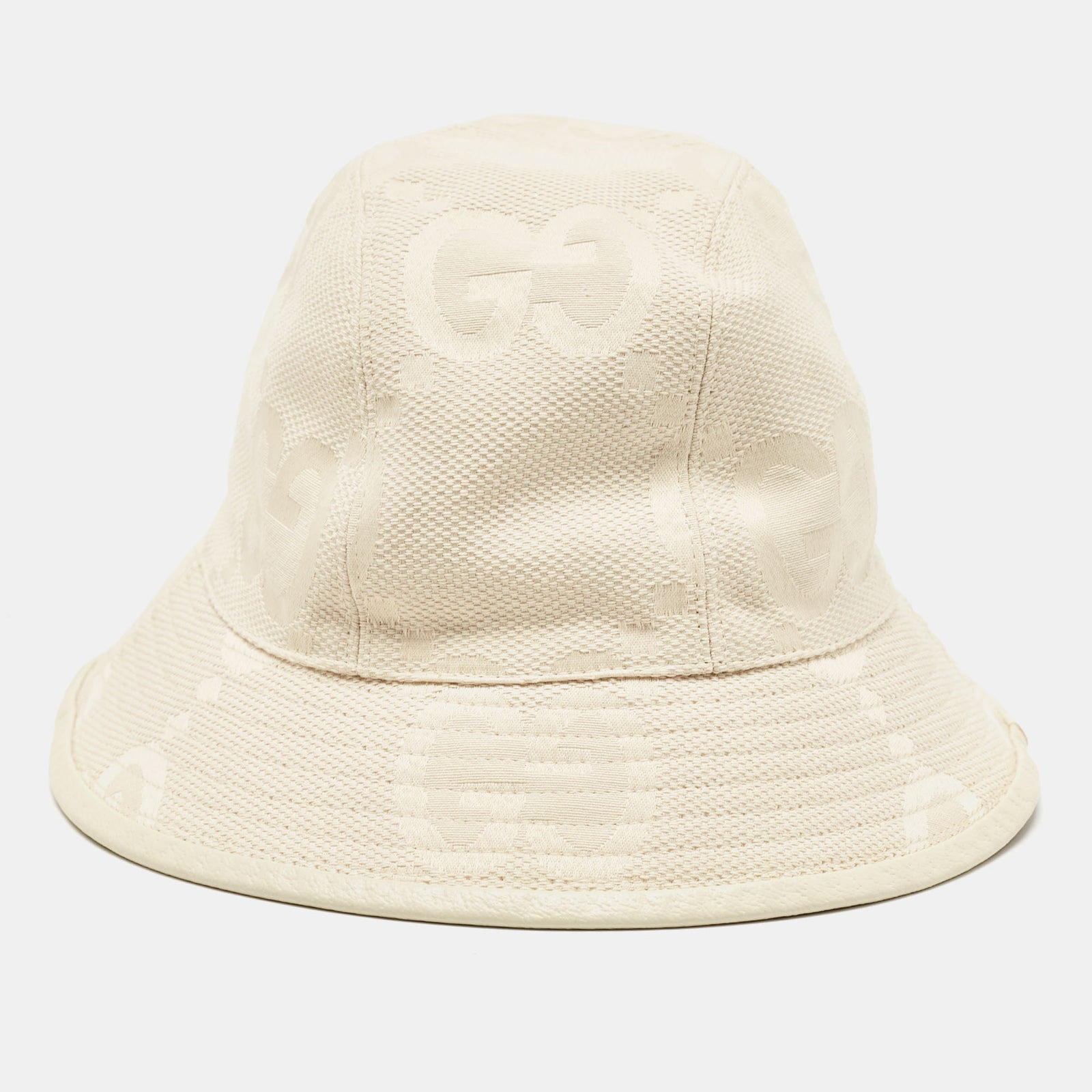 Gucci Chapeau bob à bord étroit en toile GG crème S