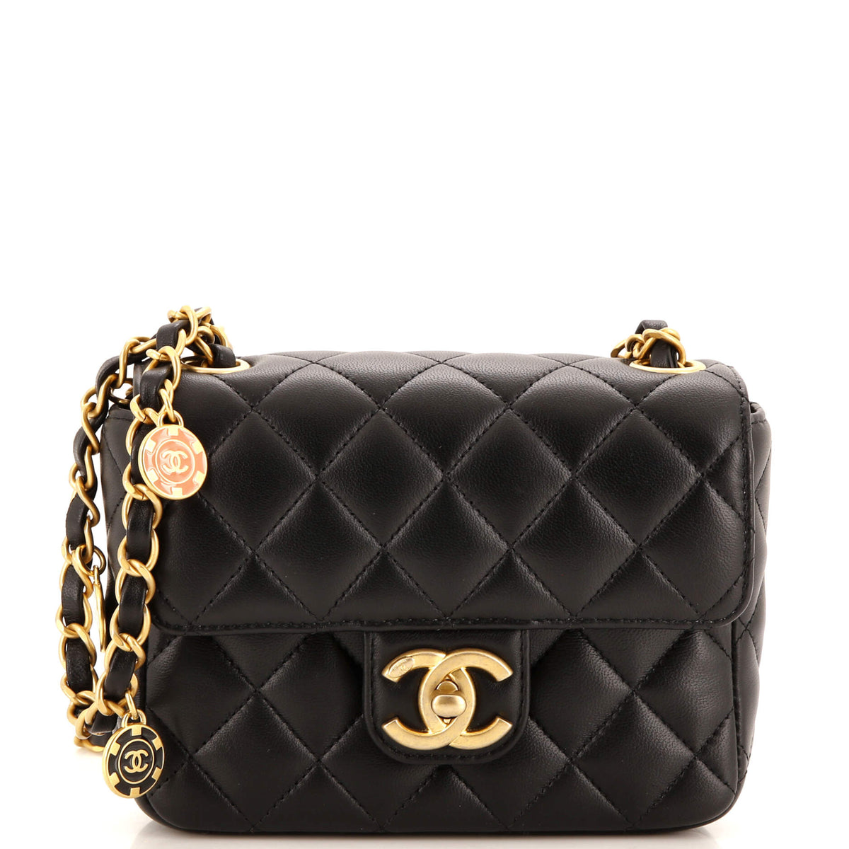 Chanel CHANEL Casino Royale Charms Square Flap Bag Quilted Lambskin with Enamel Mini