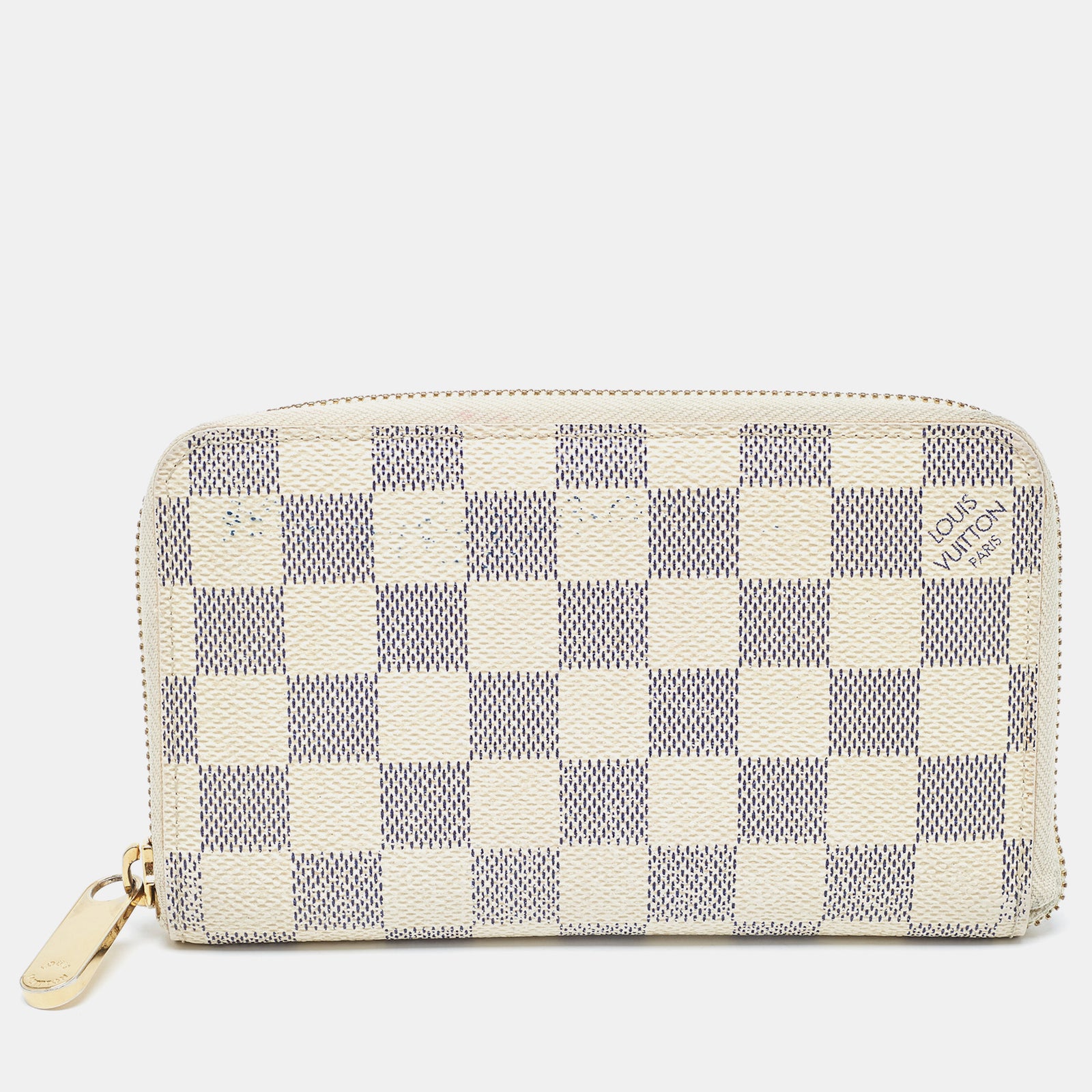 Louis Vuitton Damier Azur Canvas Kompakte Zippy-Geldbörse