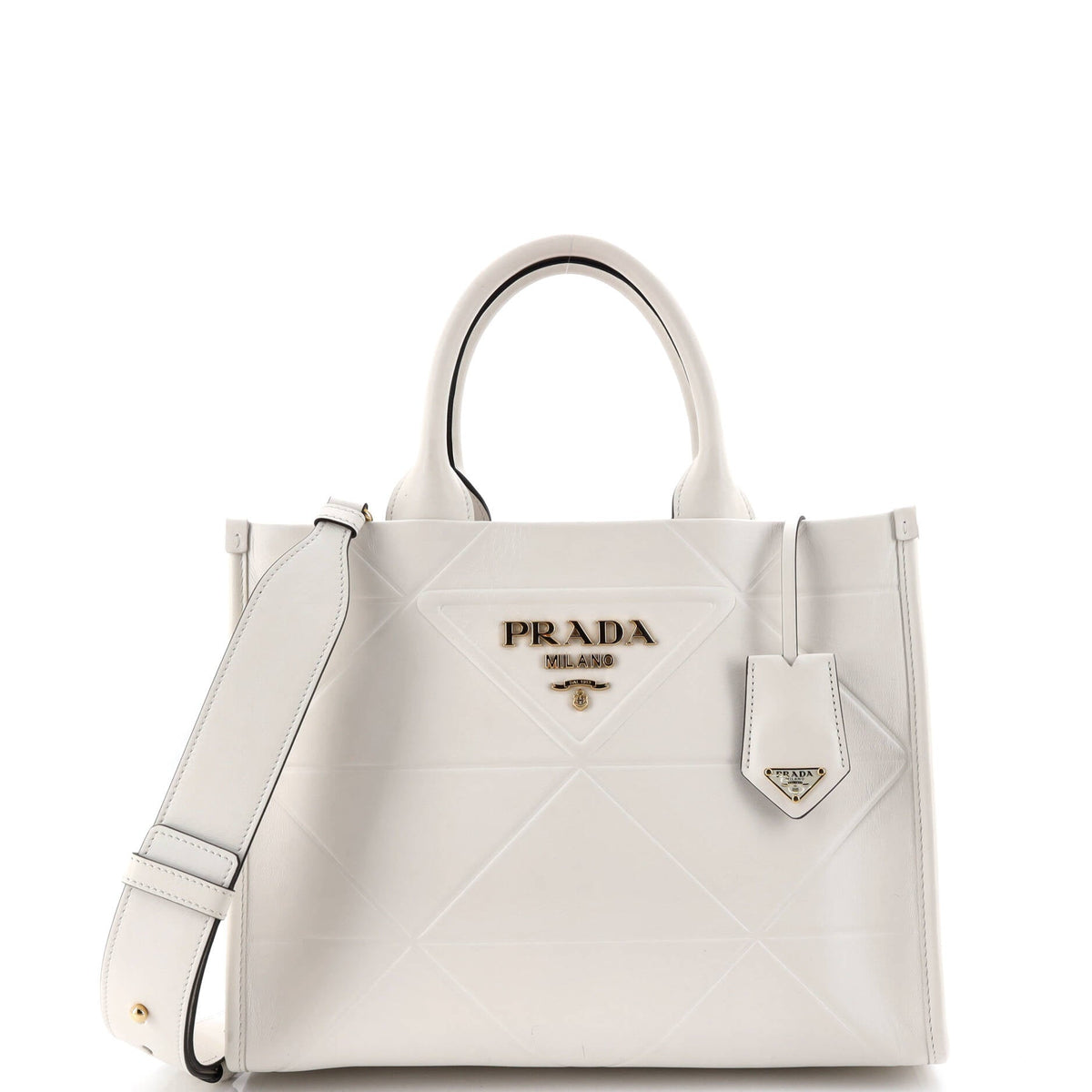 Prada PRADA Symbole Shopper Tote Embossed Leather Small