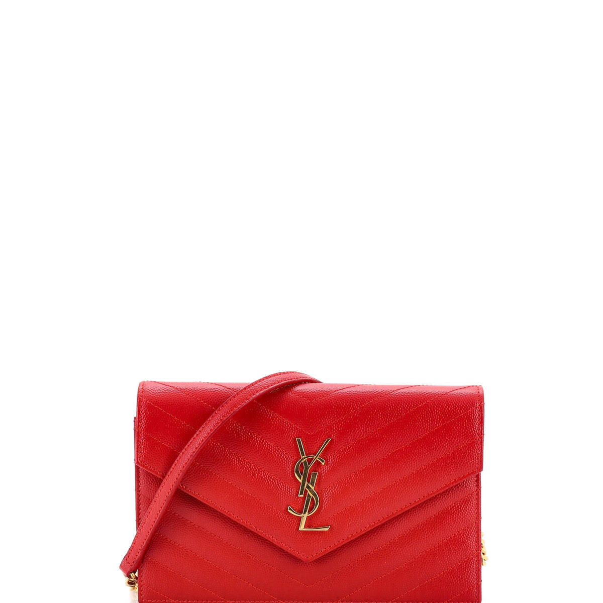 Saint Laurent Classic Monogram Wallet on Chain Matelasse Chevron Leather Small