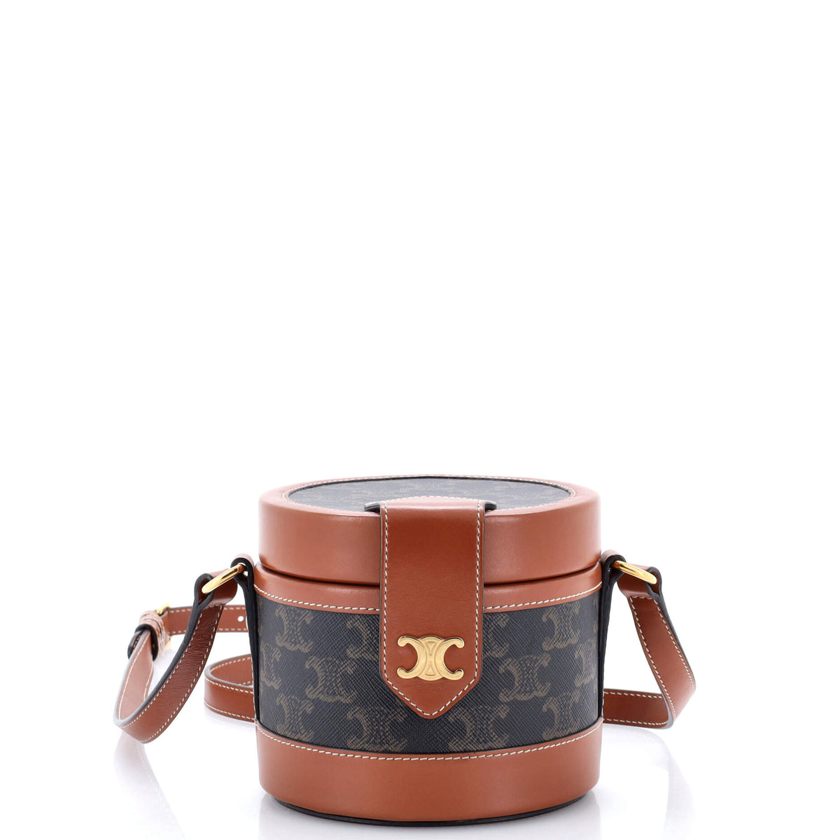 Celine CELINE Tambour Bag Triomphe Coated Canvas Small