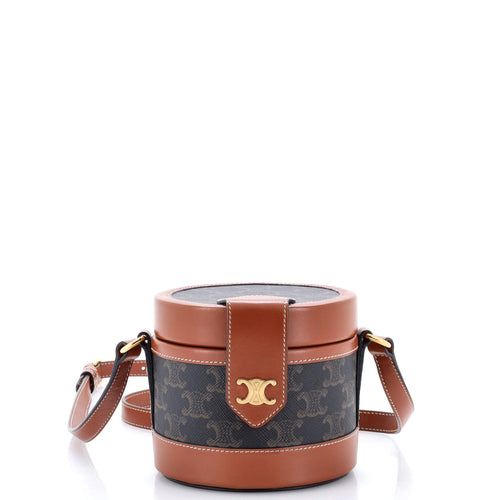 CELINE Tambour Bag Triomphe Coated Canvas Small