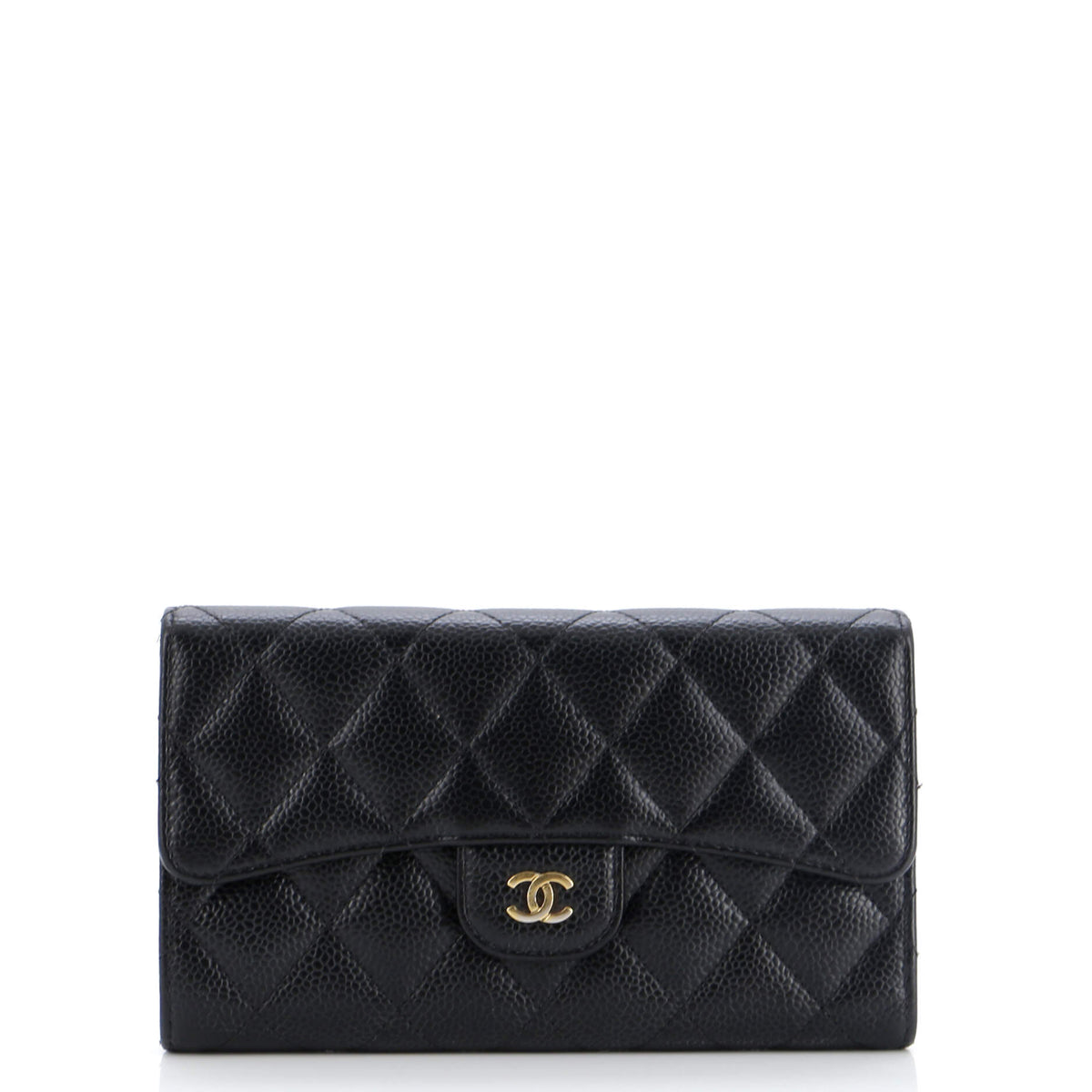 Chanel CHANEL Trifold Classic Flap Wallet Quilted Caviar Long