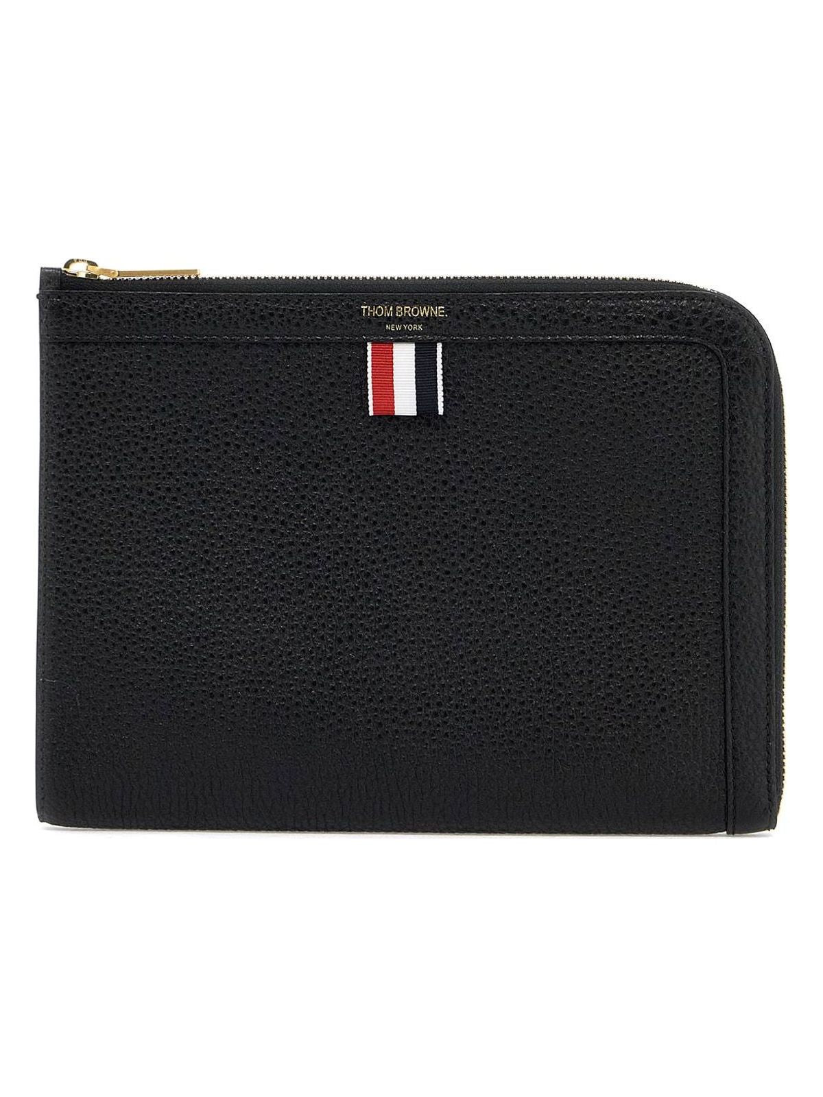 Thom Browne Men's Embossed Leather Pouch in Nero | MAC072AL0090