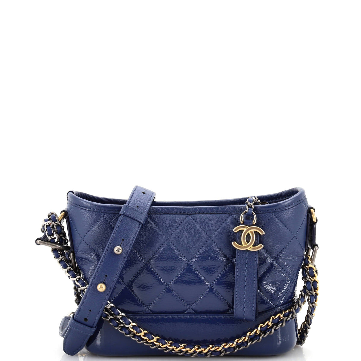 Chanel CHANEL Gabrielle Hobo Quilted Goatskin and Patent Small