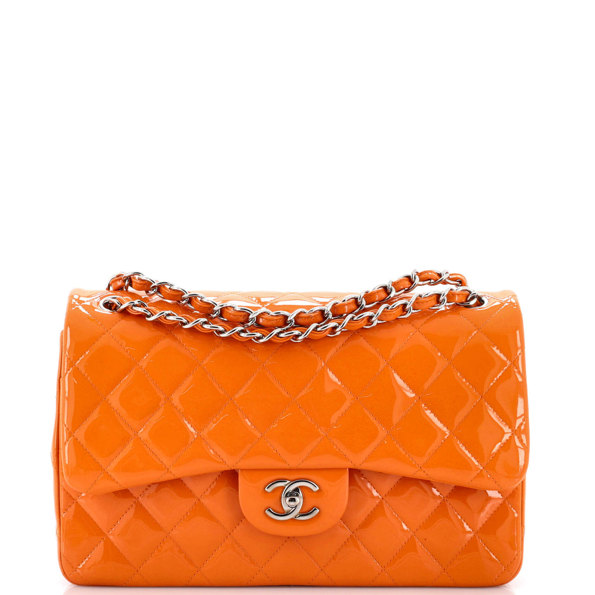 Chanel CHANEL Classic Double Flap Bag Quilted Patent Jumbo