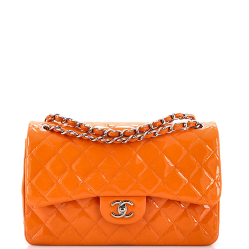 CHANEL Classic Double Flap Bag Quilted Patent Jumbo