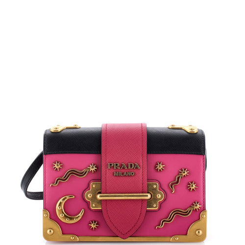 PRADA Cahier Crossbody Bag Embellished Leather Small