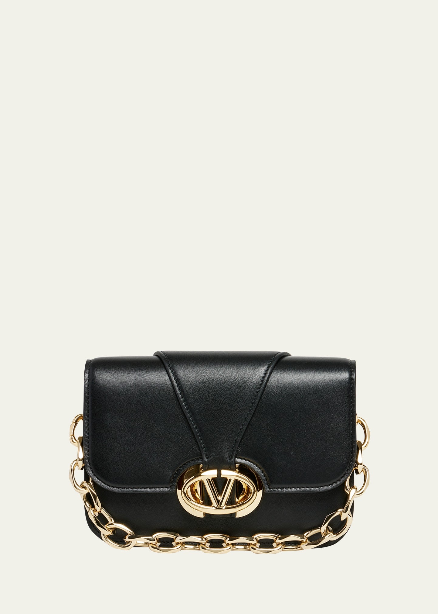 Valentino Small VLOGO Flap Leather Shoulder Bag