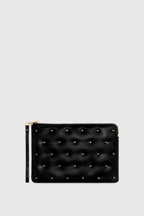 Star Studded Wristlet Bag In Black/Antique Brass