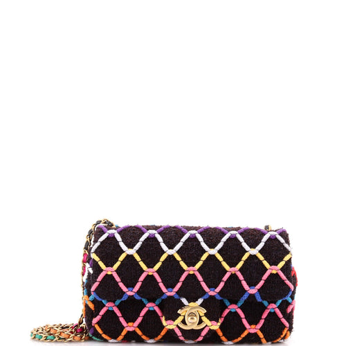 CHANEL Pearl Crush Flap Bag Quilted Tweed Mini