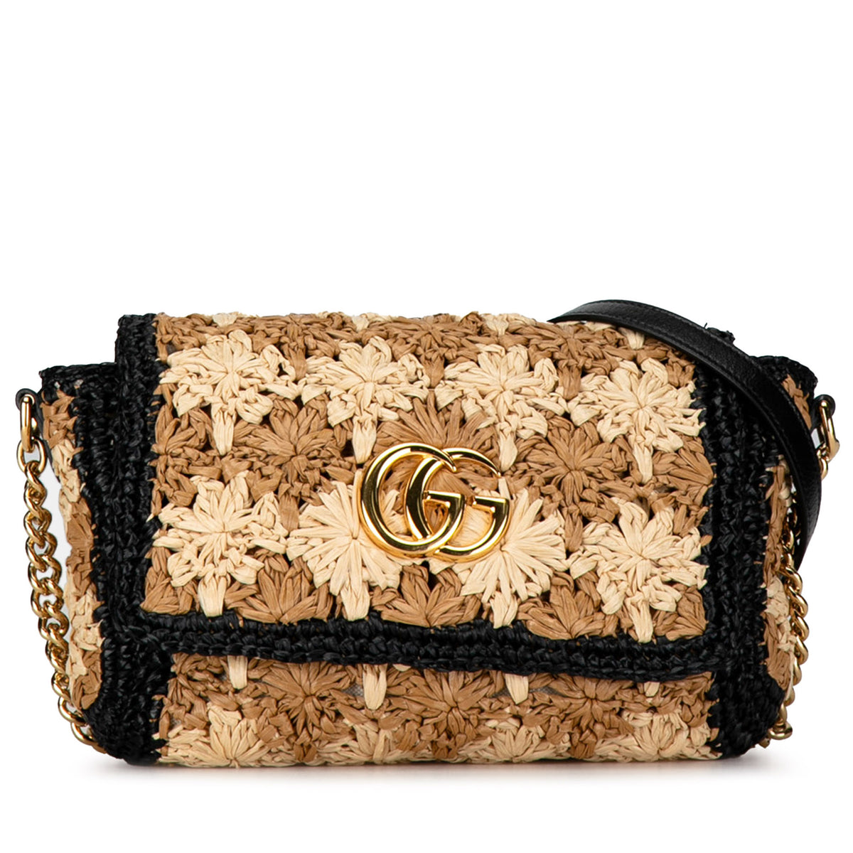 Gucci Small Raffia GG Marmont Crossbody Bag