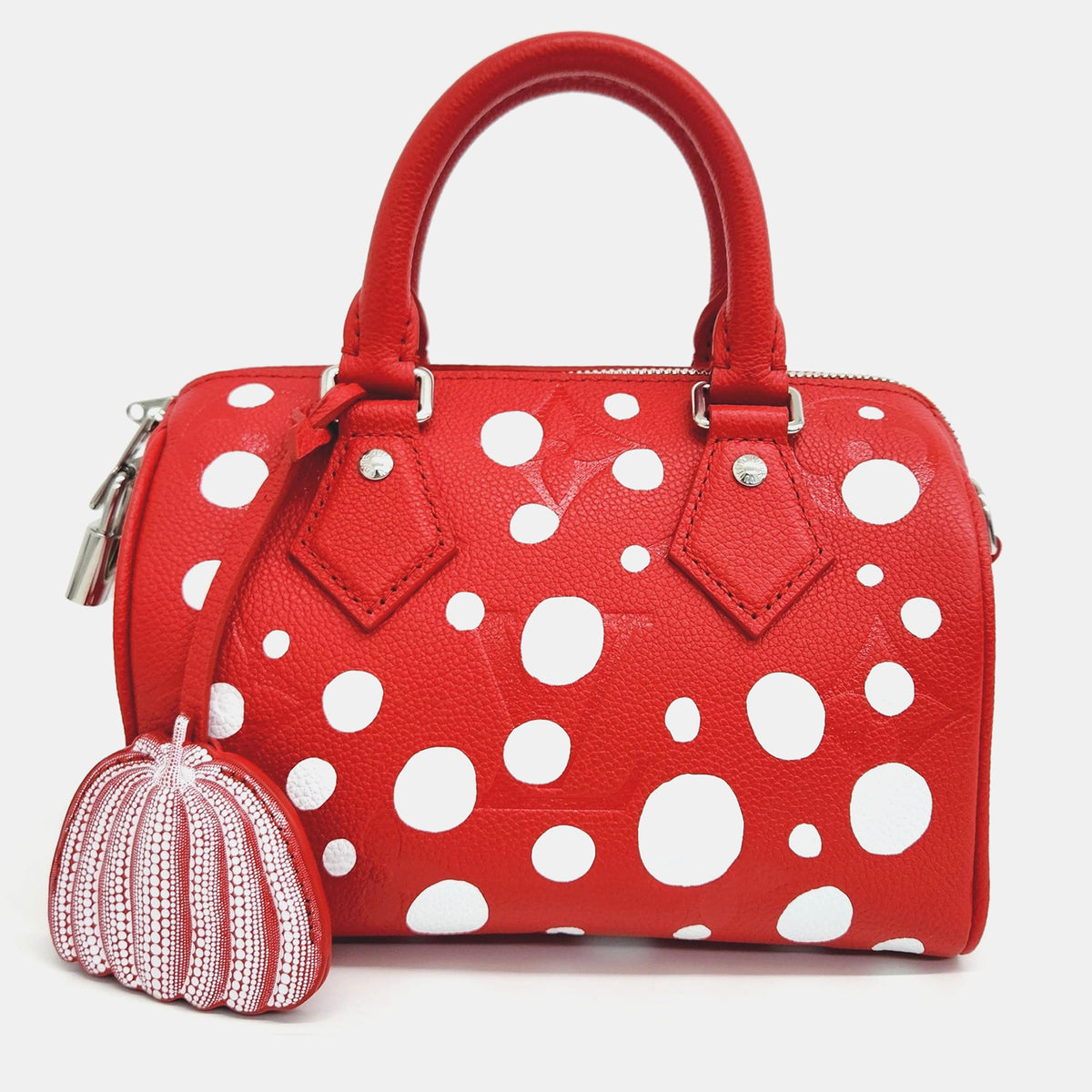 Louis Vuitton Red Leather Yayoi Kusama Speedy 20 Satchel