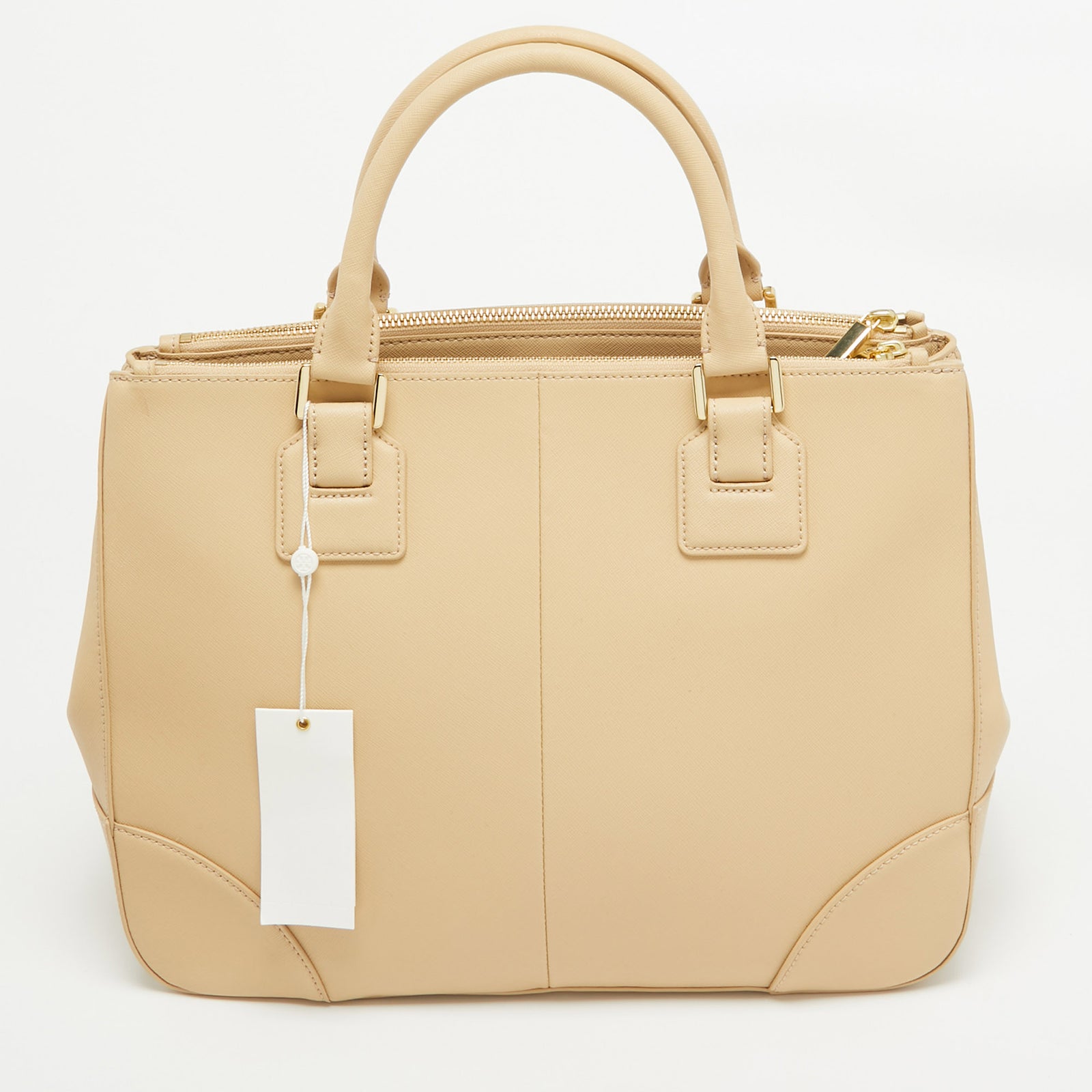 Tory Burch Toasted Wheat Leather Robinson Double Zip Tote