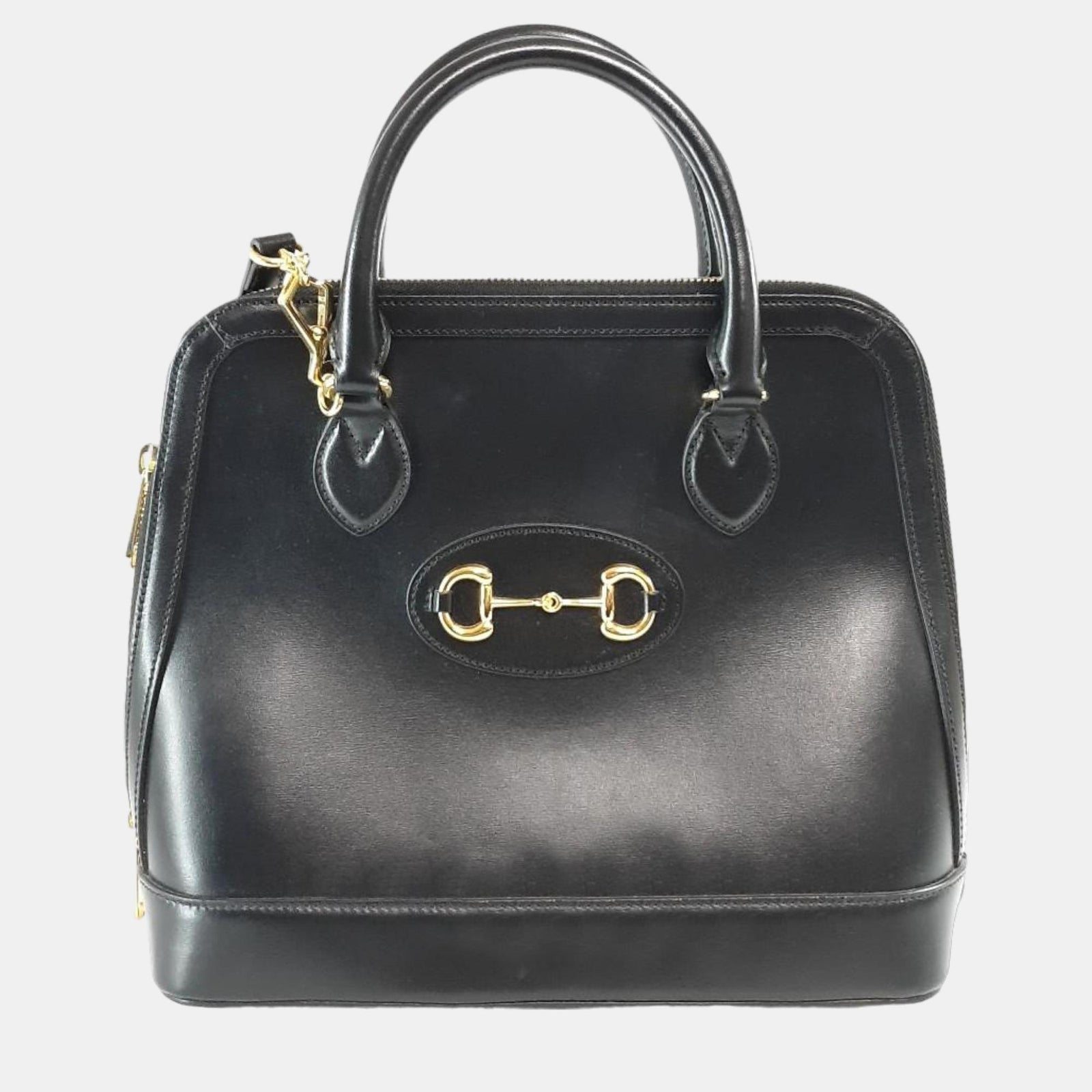 Gucci Black Leather 1955 Horsebit Medium Top Handle Bag