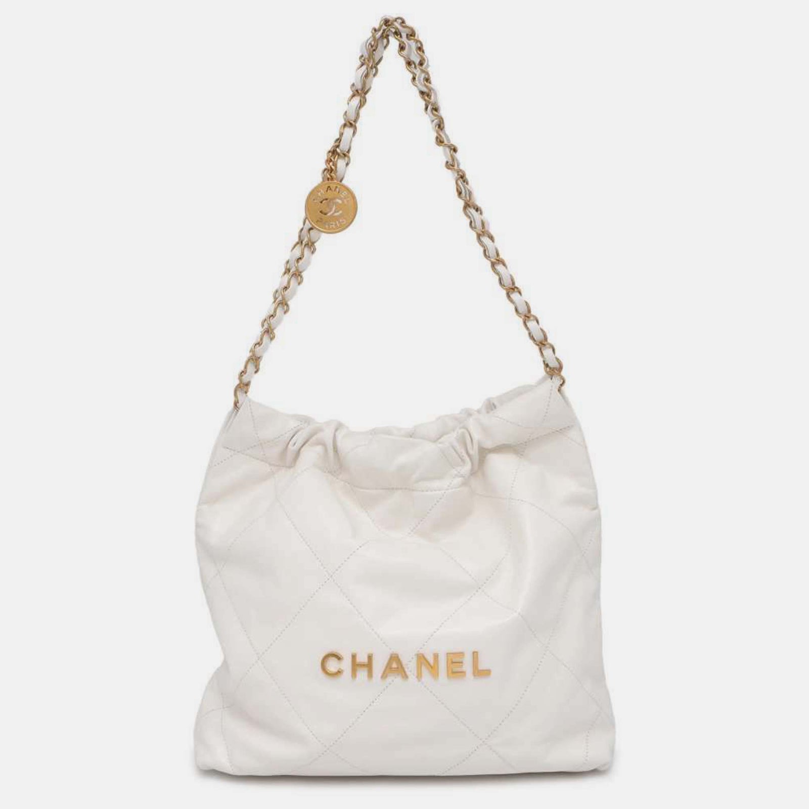 Chanel Kleine Hobo-Tasche 22 aus weißem Leder