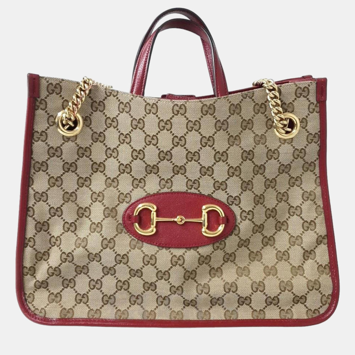 Gucci Brown GG Canvas 1955 Horsebit Medium Tote Bag