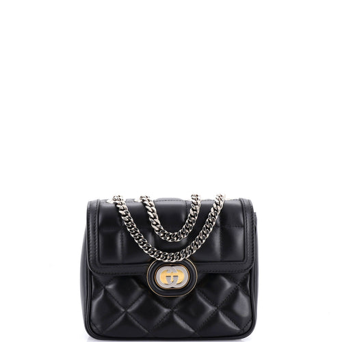 GUCCI Deco Chain Flap Bag Mixed Matelasse Leather Mini
