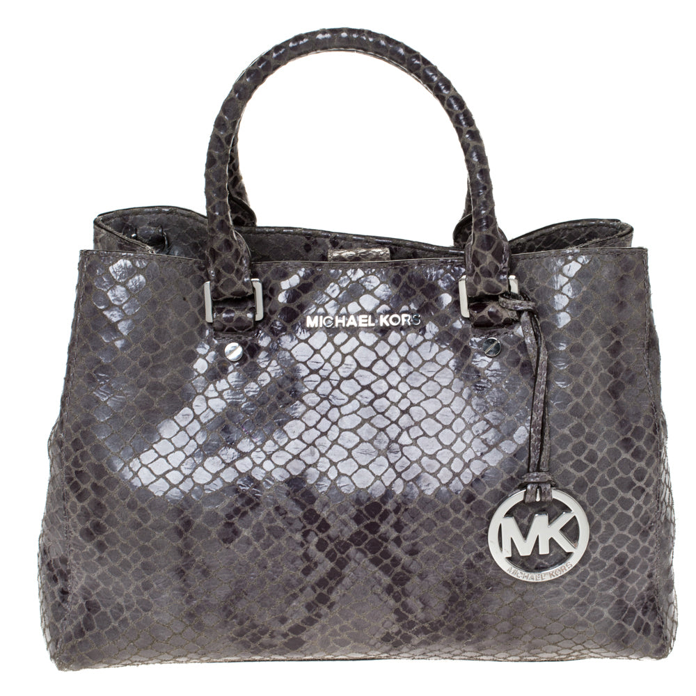 Michael Kors Grey Python Embossed Leather Satchel