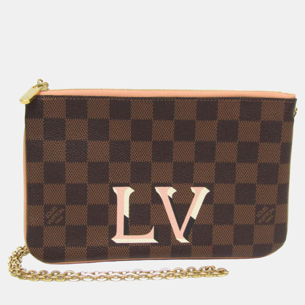 Louis Vuitton Damier Ebene Double Zip Pochette Clutches