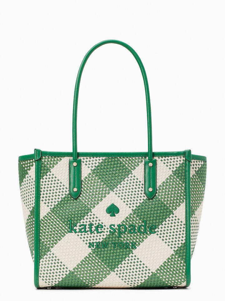 Kate Spade Au Ella Oversized Woven Gingham Large Tote